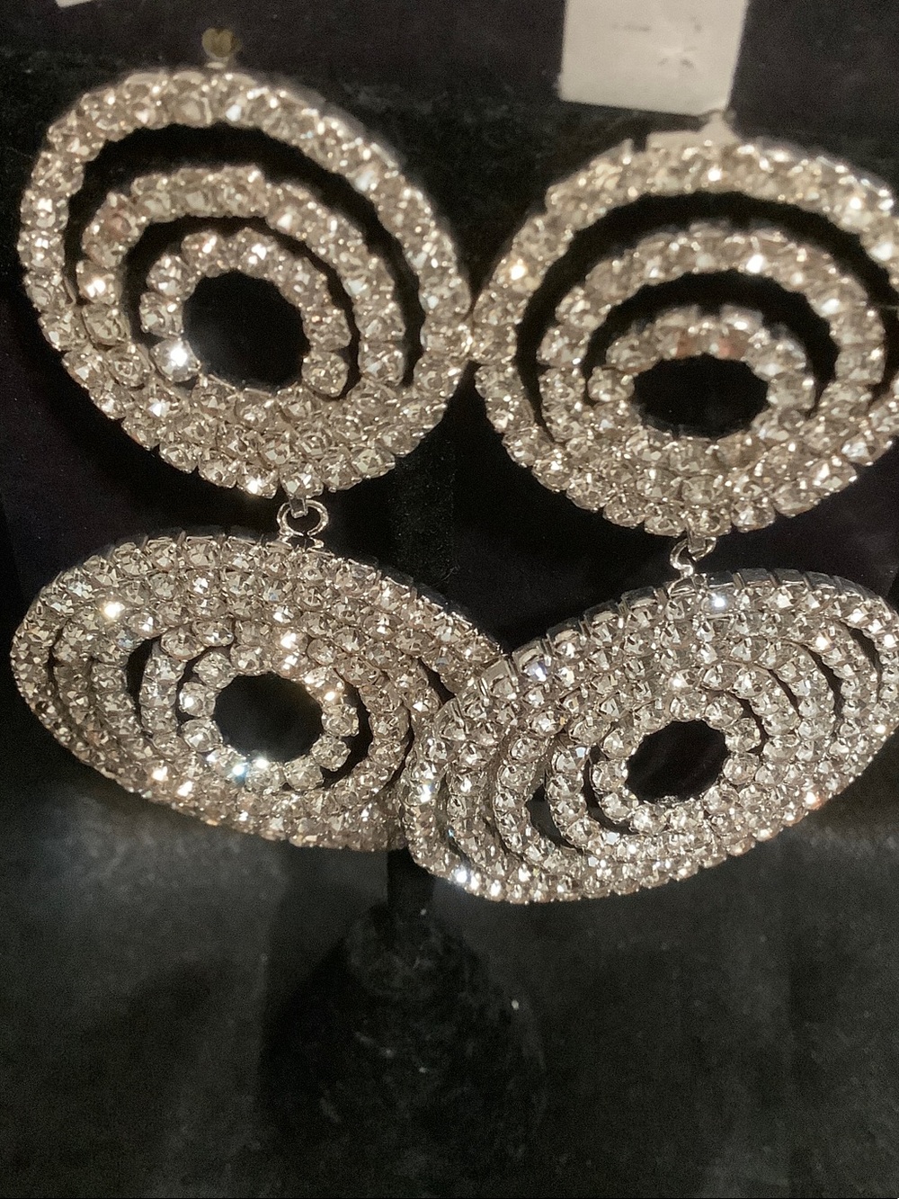 Crystal Spiral Drop Earrings - Silver Tone